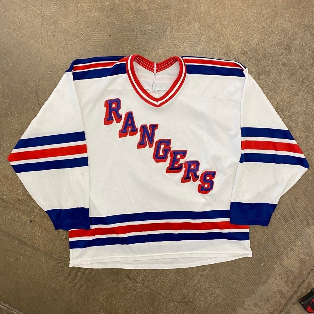 Vintage New York Rangers NHL CCM 90s White Blank Hockey Jersey Size XL